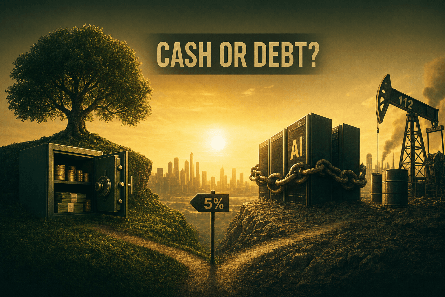Valuing AI Stocks in a 5% World With $112 Oil: Cash vs Debt