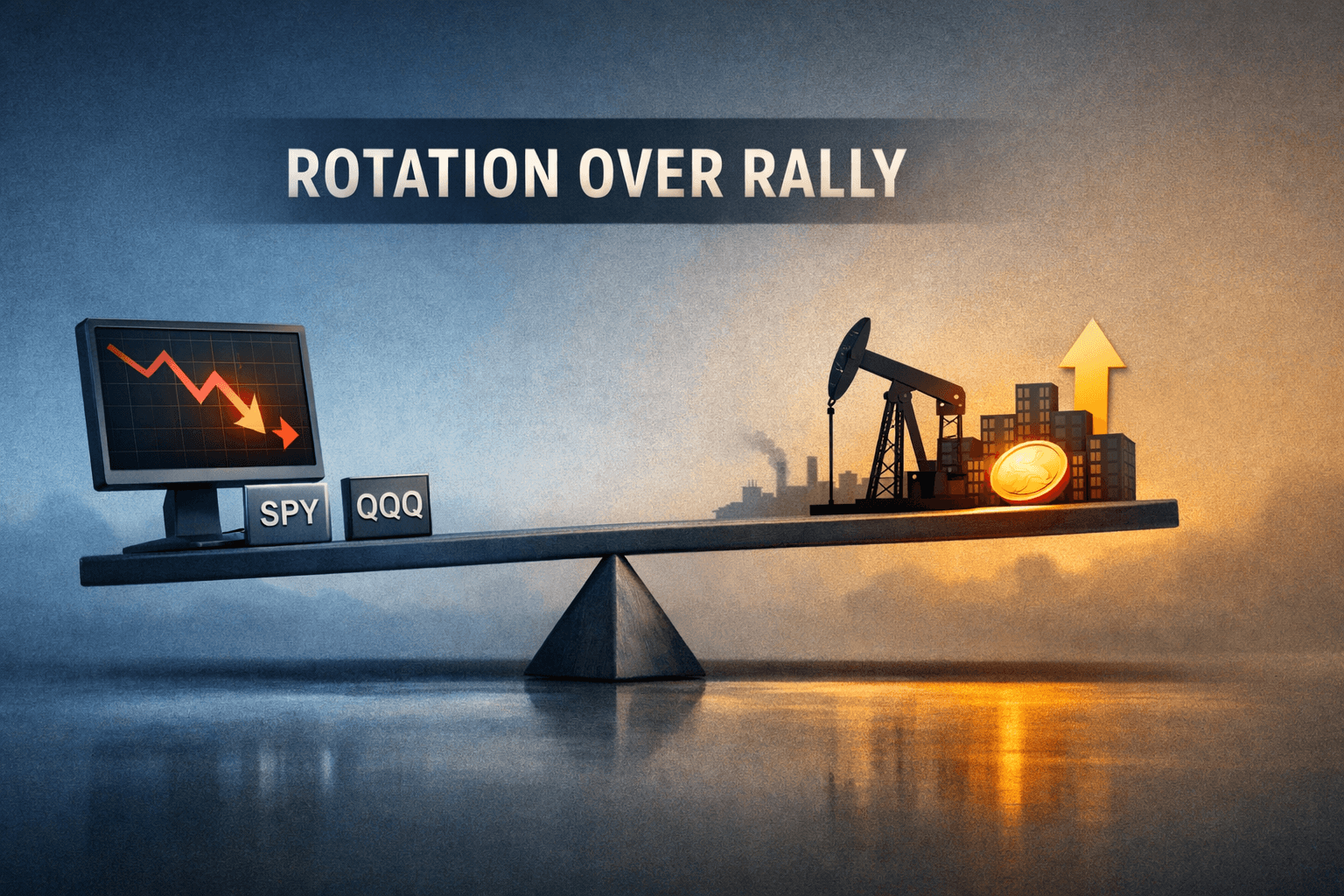 Rotation Over Rally: Energy and Small Caps Outperform as Tech Pauses — SPY and QQQ Slip