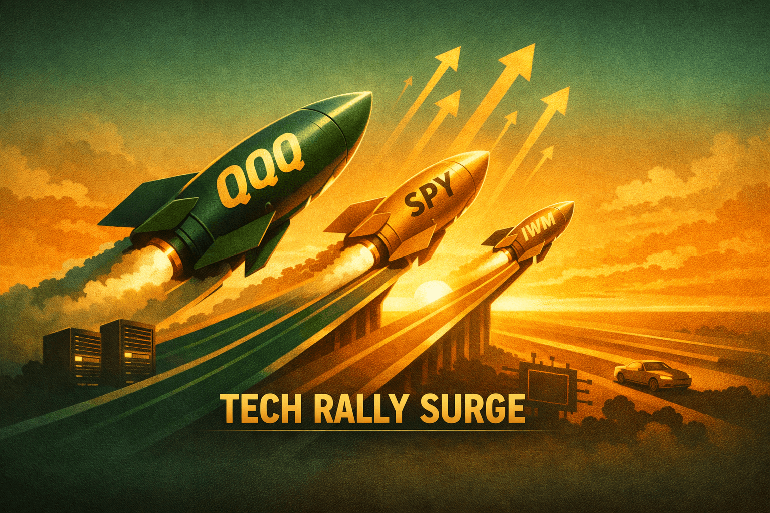 Tech-Led Risk-On Rally: QQQ Outruns SPY as Small Caps Keep Pace — AMD, INTC and Uber Spark the Move