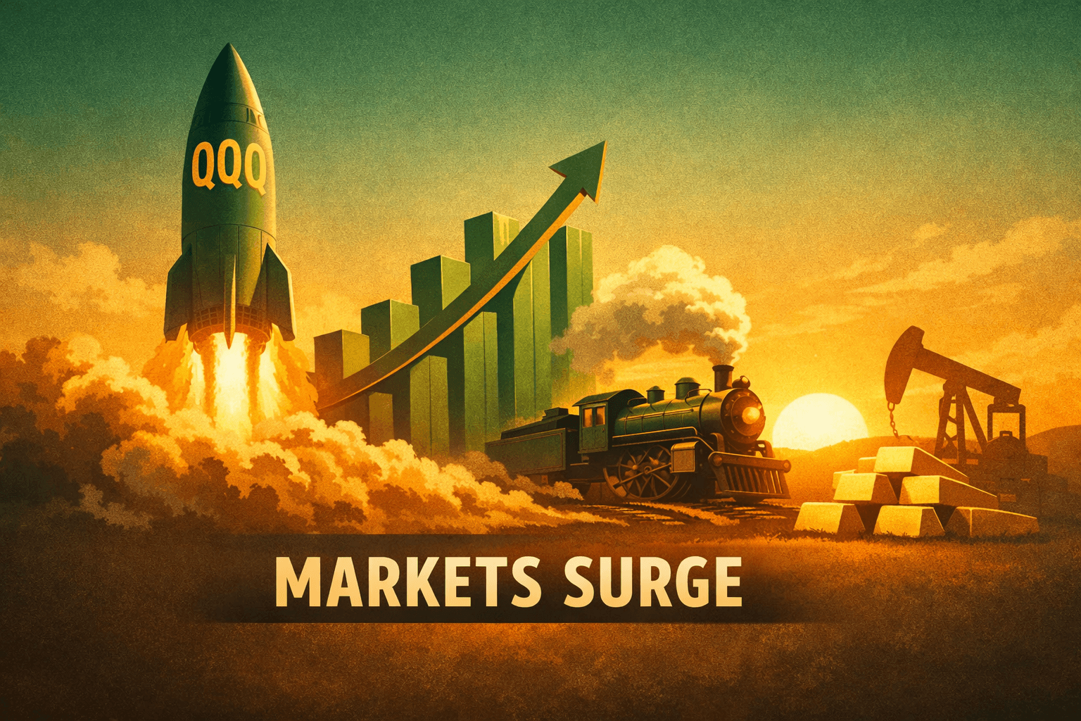 Tech-Led Risk-On Session: QQQ Rockets, Small Caps Join the Rally as Energy and Materials Pick Up Steam
