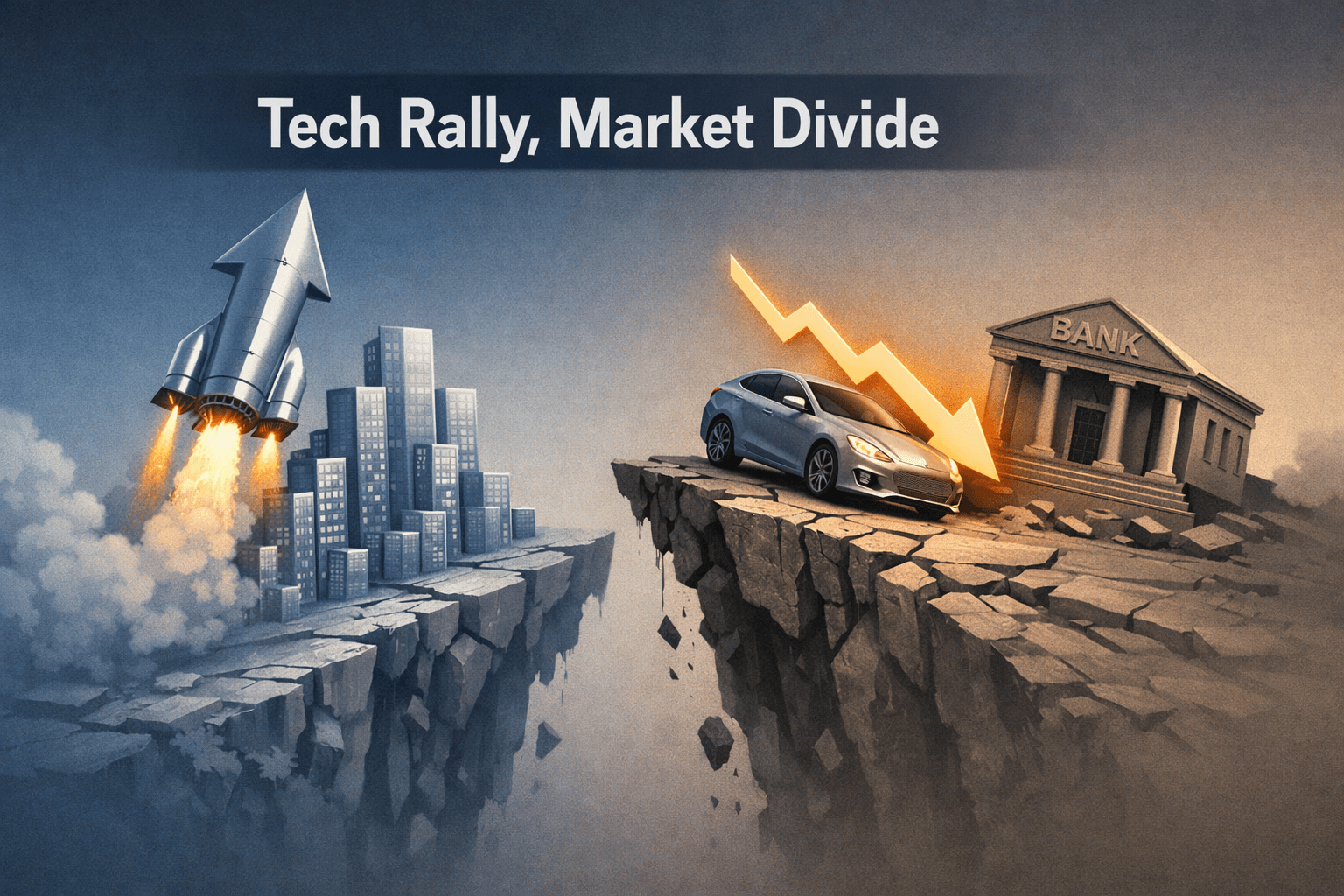 Tech-Led Rally as Small Caps Slip: QQQ Outperforms While Banks and Tesla Drag