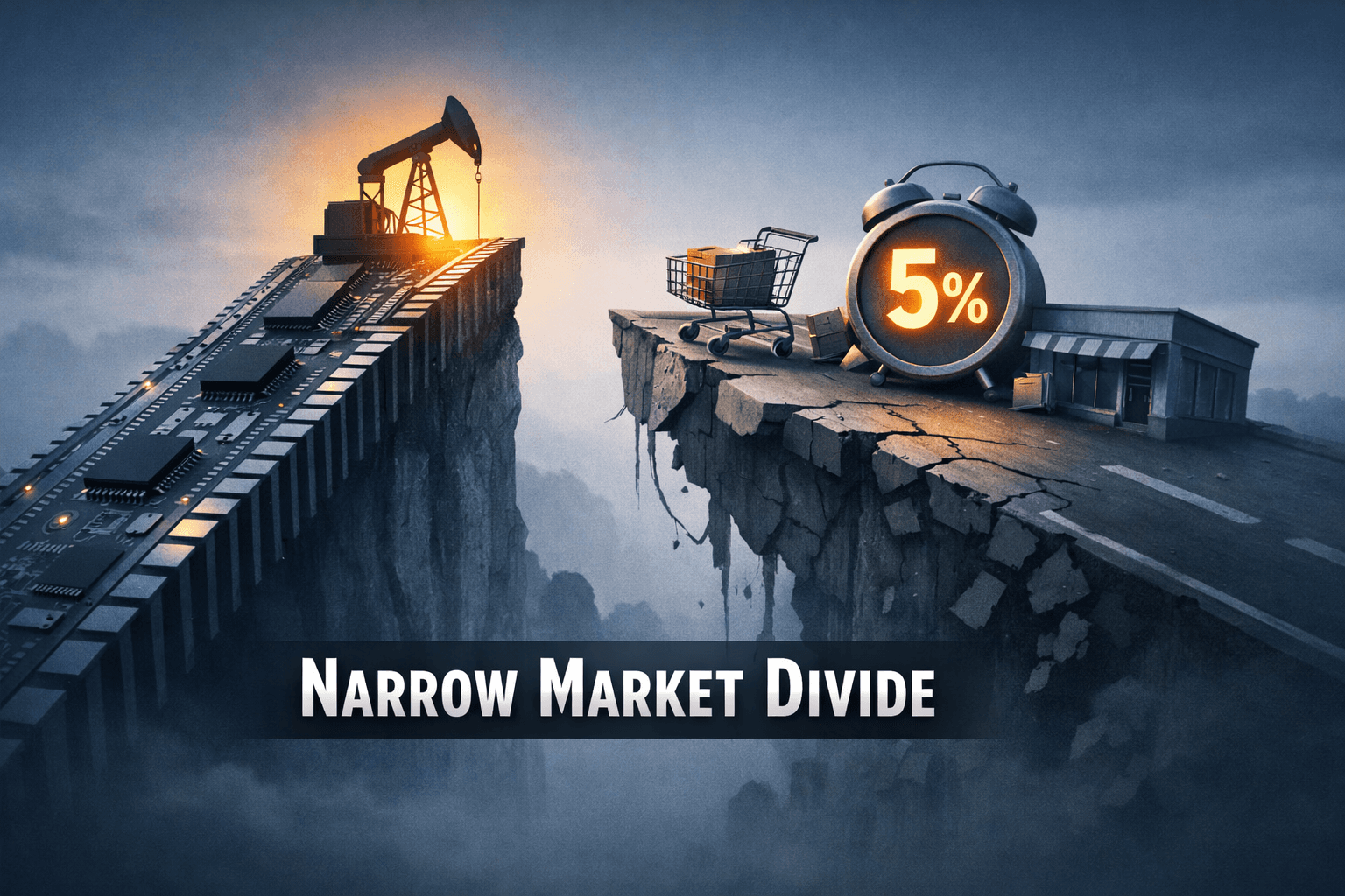 Narrow Leadership: AI Chips and Energy Lift Techs While Yields Pinch Small Caps