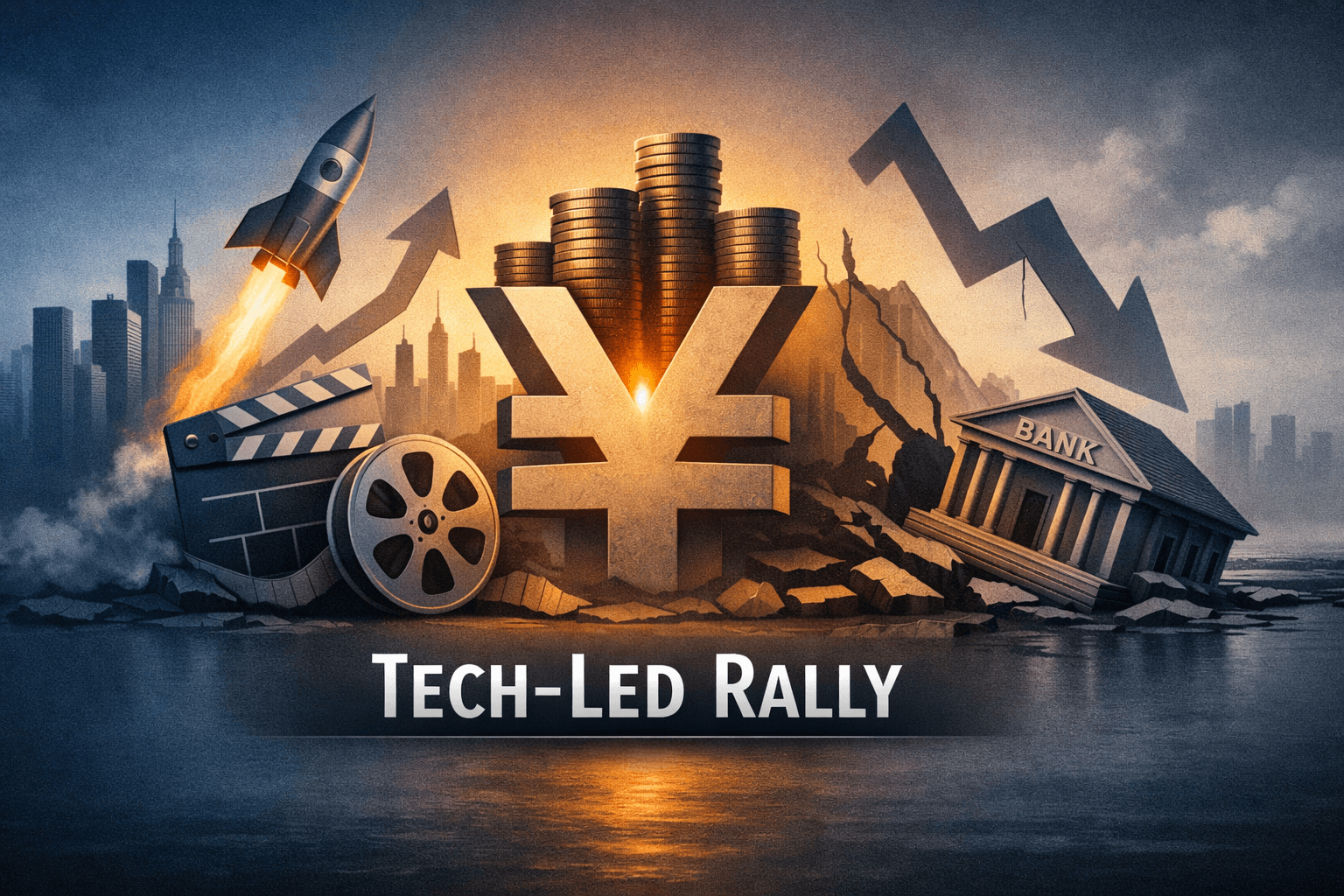 Tech-Led Risk-On Day as China Liquidity Boost Offsets Political and Banking Headwinds