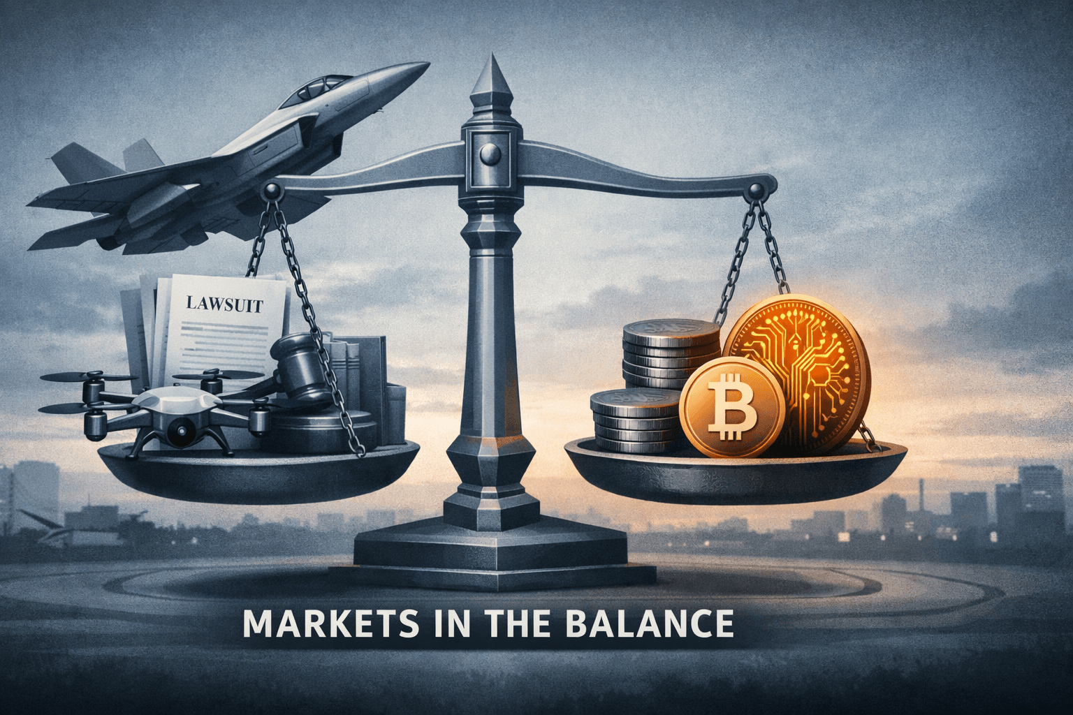 Defense Deal, Drone Scrutiny and Crypto Licensing Lead a Mixed Market Day — Litigation Notices and AI Momentum Add Texture