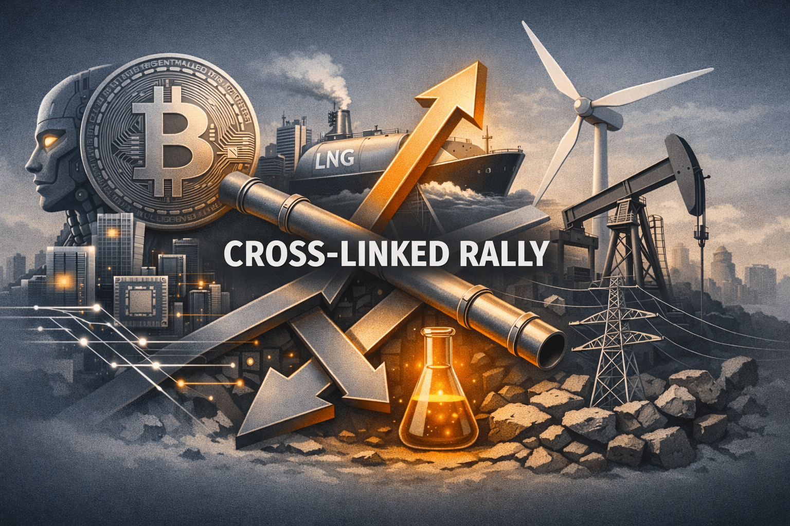 Policy, AI and Flows Drive a Cross-Linked Rally — Crypto, Energy and Tech Outpace Grid and Materials Frictions